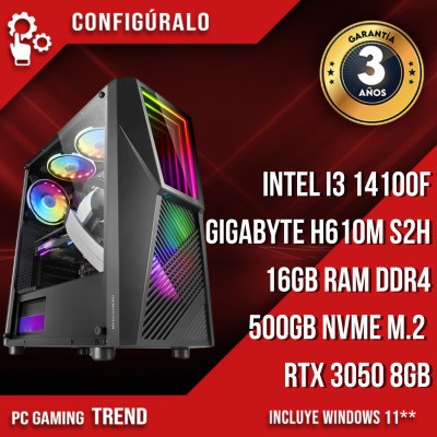 PC Gaming Intel I3 14100F - RTX 3050 8GB Mexeluine