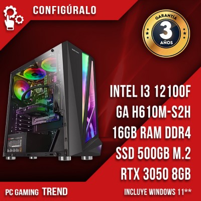 PC Gaming Intel I3 12100F - RTX 3050 8GB Mexeluine
