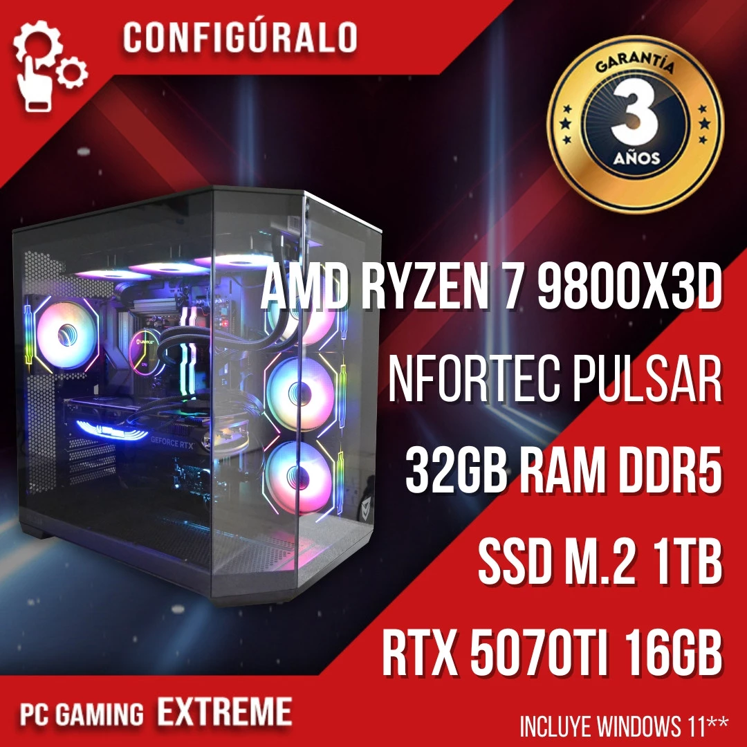 PC Gaming AMD Ryzen 7 9800X3D - RTX 5070ti 16gb - Cona - TrendingPC