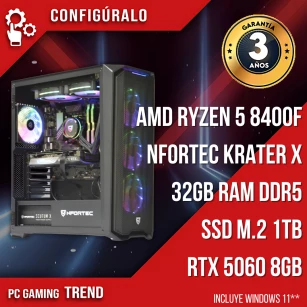 PC Gaming AMD RYZEN 5 8400F - RTX 5060 8gb - Pion