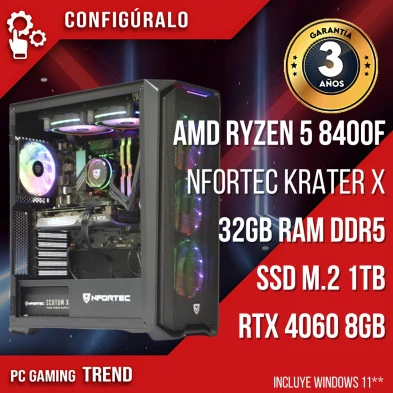 PC Gaming AMD RYZEN 5 8400F - RTX 4060 8gb - Pion