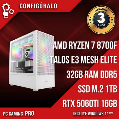 PC Gaming AMD Ryzen 7 8700F - RTX 5060ti 16gb - Pantora