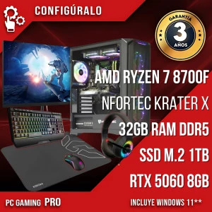 Pack Gaming - AMD Ryzen 7 8700F - RTX 5060 8gb - Tynna