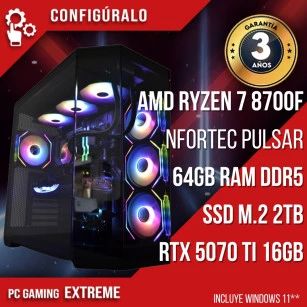 PC Gaming AMD Ryzen 7 8700F - RTX 5070ti 16gb Xirl